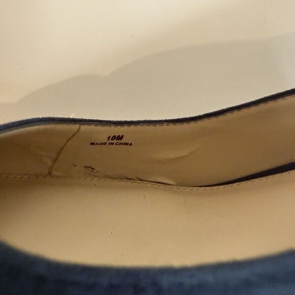 Pelle Moda Ulla women navy blue sling back pump-almond toe-block heel suede 10M - Picture 11 of 12